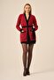 Women's Houndstooth Patterned Knitwear Cardigan Red 25250