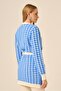 Women's Houndstooth Patterned Knitwear Cardigan Ecru Blue 25250 - 5