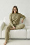 Thick Winter Interlock Striped Long Sleeve Knit Pajama Set - 2