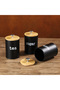 Metal Coffee Tea Sugar Canister Set – Metal Body with Wooden Lid & Metal Handle - 8