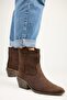 (Gona) Women's Genuine Leather Front Trocked Cowboy Brown Boots - 6
