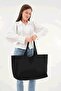 Black 3-Button Large Canvas Bag - 7