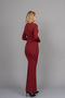 Women's Winter Burgundy Camelia Stone Long Dress Stylish Daily Comfortable 50354 - 3