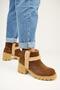 Zoe Women's Genuine Leather Fur Detailed Tan Boots - 6