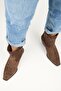 (Gona) Women's Genuine Leather Front Trocked Cowboy Brown Boots - 7