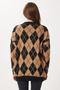 Baklava Patterned Furry and Wool Effect Knitwear Cardigan Lxa0029 Black Biscuit - 4