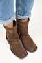 (Livia) Women's Genuine Leather Biker Brown Boots - 2