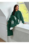 Women's Neft Green 2 Thread Ş Fleece-Lined Set – Relaxed Fit, Winter Combination with Pink Bow Detail - 4
