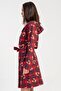 Women's Cotton Hooded Long Sleeve Plaid Patterned Teddy Bear Printed Dressing Gown - 100% Cotton C0T2N3305 - 3