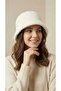 Women's White Plush Bucket Hat - Winter Warm Soft Textured Furry Hat