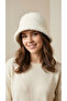 Women's White Plush Bucket Hat - Winter Warm Soft Textured Furry Hat - 2