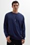 Men's 3-pack stone-white-navy relax fit comfortable cut 100% cotton 2-thread crew neck sweatshirt - 4
