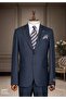 قصة عادية، بليزر، ياقة على شكل ريشة، زرين، مخطط، بدلة رجالية، أزرق داكن