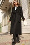 W1-75094 Black Belted Long Cashmere Coat with Pocket Detail - 2