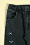 Elasticated Waist Girls' Trousers with Bow Embroidery - 3