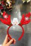 New Year's Crown Red with Snowflakes and Sequins and Deer Antlers