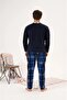 Six Checkered Long Sleeve Fleece Men's Pajama Set - 2