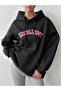 Women's Black Excallent 3 Thread O Oversized K Hooded Hoodie Sweatshirt