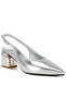 Women Metallic Faux Leather Slingback Sandals in Silver