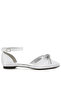 Women Rhinestone Detail Bow Flat Sandals in White - 2
