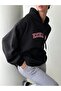 Women's Black Excallent 3 Thread O Oversized K Hooded Hoodie Sweatshirt - 4
