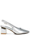 Women Metallic Faux Leather Slingback Sandals in Silver - 2