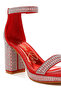 Women Rhinestones And Pearl Embellished Sandals in Red - 4