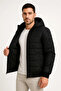 Men's Hooded Puffer Zip Jacket Water Repellent Quilted Lined Fabric Pocketed Winter Comfortable