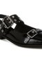 Women Eyelets & Buckle Detail Flats in Black - 4