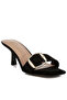 Women Buckle Strap Slip On Sandals in Black