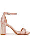 Women Pearls Embellished Satin Sandals in Rose Gold - 2