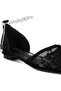 Women Pearl & Rhinestone Strap Flat Sandals in Black - 3