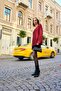 Women's Knitwear Foil Coated Sparkling V-Neck Shiny Long Mercerized Sweater - 6