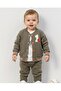 Baby Boy Transitional College Jacket, 3-Piece Stylish Baby Set with Top and Bottom L 6-9-12-18-24 Months