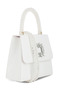 Women Pearl Top-Handle Diamante Brooch Bag in White - 3