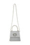 Women Pearl Top-Handle Diamante Brooch Bag in Silver - 5