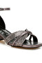 Women Low Block Heel Rhinestone Sandals in Pewter - 4
