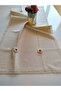 Handcrafted 3D Rose and Antique Embroidered Natural Authentic Natural Linen 45X135 cm Runner - 7