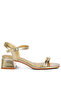 Women Metallic Ankle Strap Low Block Heels in Gold - 2