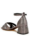 Women Low Block Heel Rhinestone Sandals in Pewter - 3