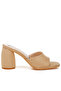 Women Round Heel Microfiber Sandals in Beige - 2
