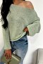 Boat Neck Loose Knit Blouse