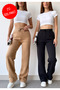 Women's 2-Pack Fleece-Lined Winter Lace-Up High-Waisted Wide-Leg Sweatpants