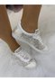 White Lace Evening Dress Shoes Transparent Wedding Dress Shoes Flat Sole Comfortable - 7