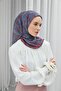 وشاح قطني ناعم بنمط أوراق الشجر باللون الأزرق الفولاذي خفيف الوزن ومتين 90x90 - 5