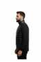 Men's Winter Black Puffer Front Quilted Back Fleece Mock Neck Sleeve Cuffs 3 Pockets Slim Fit - 3