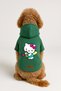 Printed Inside Fleece Dog and Cat Clothing & Dress - Green Color K Hooded Hoodie B8228 - 2