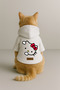 Printed Dog and Cat Outfit & Dress with Fleece Inside - White Color K Hooded Hoodie Bea80 - 3