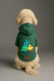 Printed Dog and Cat Clothing & Dress with Fleece Inside - Green Color K Hooded Hoodie B1Cdb