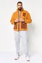 Men Sportwear Fit Embroidered Logo Faux Fur Parka Jacket, Rust - 2